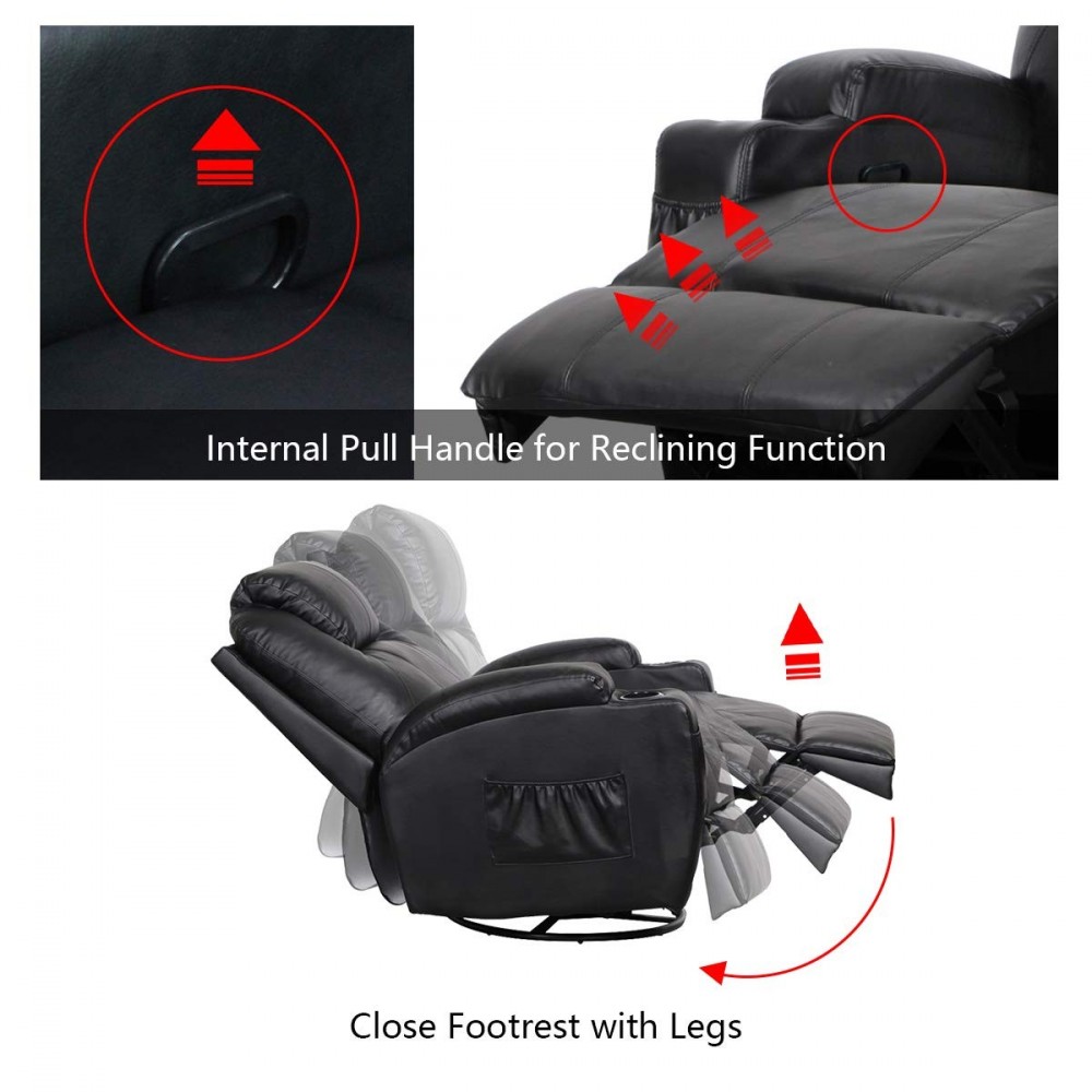 Esright Massage Recliner PU Leather Ergonomic Lounge Heated Chair