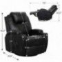 Esright Massage Recliner PU Leather Ergonomic Lounge Heated Chair 360 Degree Swivel Recliner  Black 