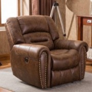 ANJ Electric Recliner Chair W/Breathable Bonded Leather, Classic Single Sofa Home Theater Recliner Seating W/USB Port, Nut Br