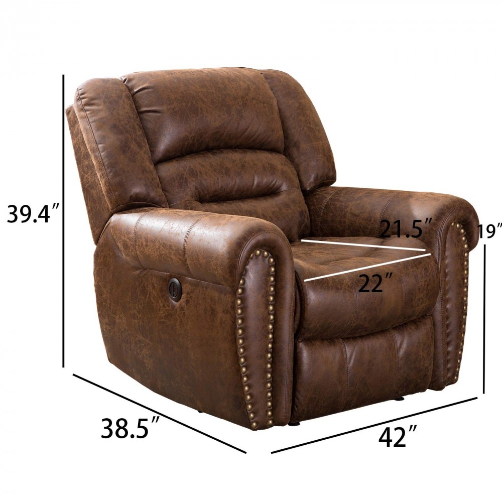 ANJ Electric Recliner Chair W/Breathable Bonded Leather, Classic