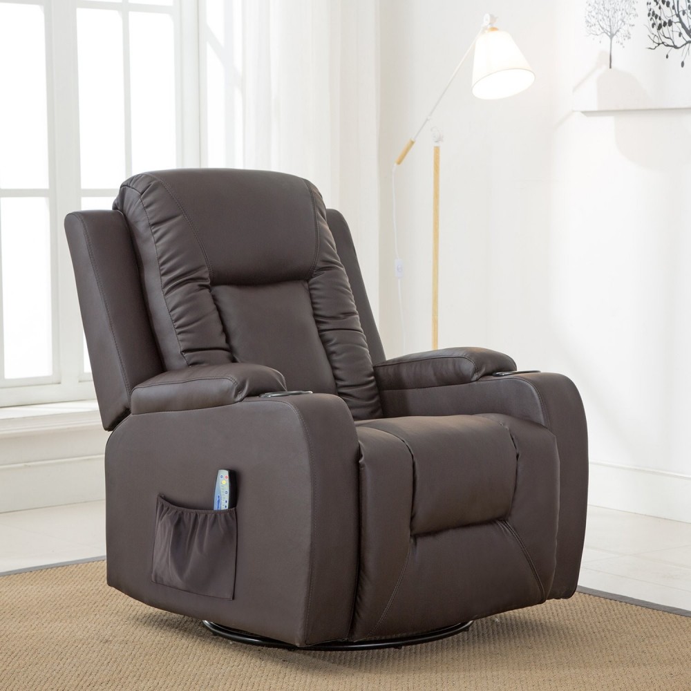 ComHoma Leather Recliner Chair Modern Rocker with Heated Massage Universe Furniture