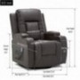 ComHoma Leather Recliner Chair Modern Rocker with Heated Massage Ergonomic Lounge 360 Degree Swivel Single Sofa Seat with Dri