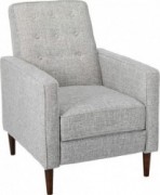 Christopher Knight Home Macedonia Mid Century Modern Tufted Back Light Grey Tweed Fabric Recliner, Single