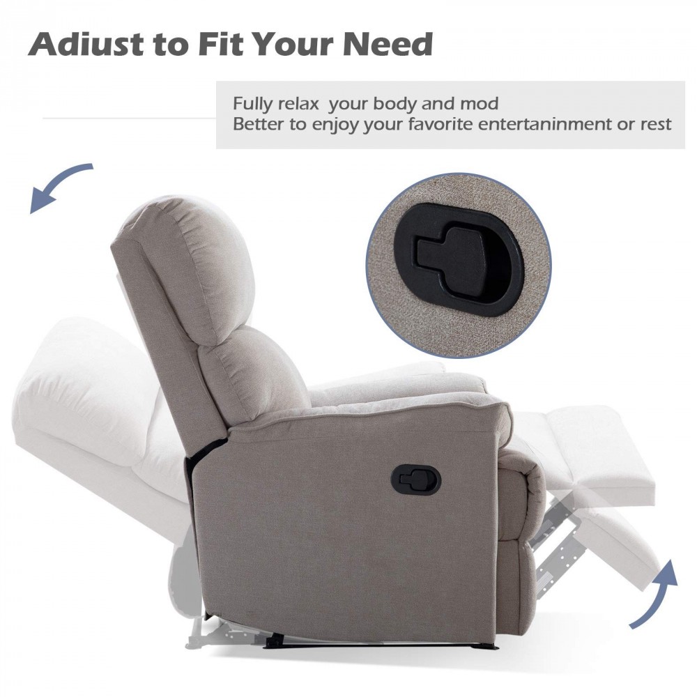 ANJ Manual Recliner, Living Room Reclining Chair Soft and Warm Camel