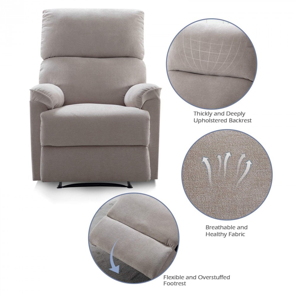 ANJ Manual Recliner, Living Room Reclining Chair Soft and Warm Camel