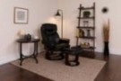 Flash Furniture Contemporary Multi-Position Recliner and Curved Ottoman with Swivel Mahogany Wood Base in Black Leather