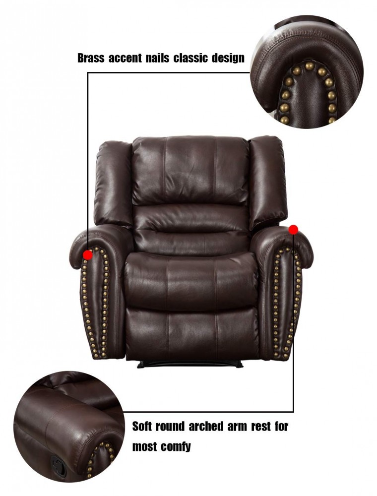 CANMOV Leather Recliner Chair, Classic and Traditional Manual Universe Furniture