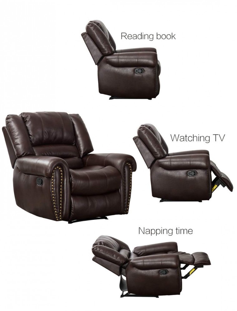 CANMOV Leather Recliner Chair, Classic and Traditional Manual Universe Furniture