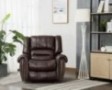CANMOV Leather Recliner Chair, Classic and Traditional Manual Recliner Chair with Overstuffed Arms and Back, Brown