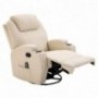 HomCom Massage Heated PU Leather 360 Degree Swivel Recliner Chair with Remote - Cream