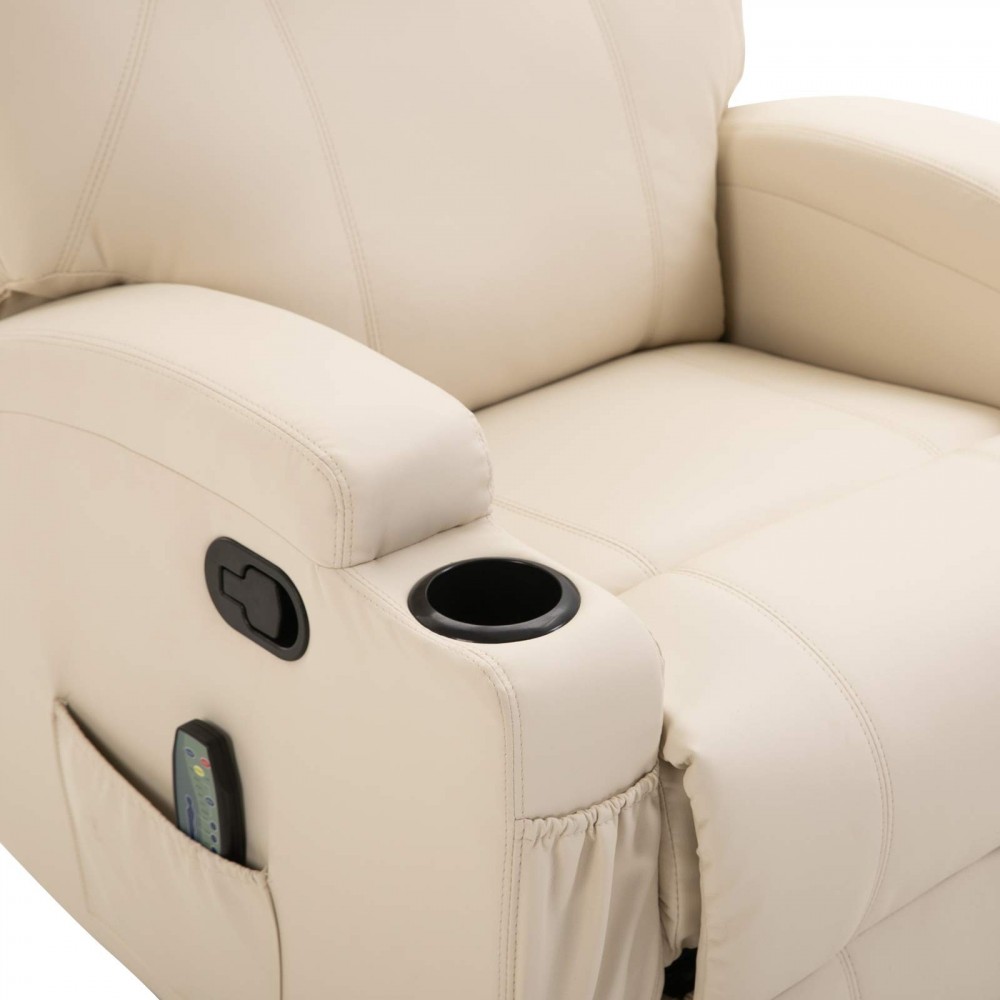 Massage Heated PU Leather 360 Degree Swivel Recliner Chair