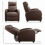 Devoko Adjustable Single Recliner Chair, PU Leather Modern Living Room Chair, Padded Cushion Reclining Sofa for Home Theater 