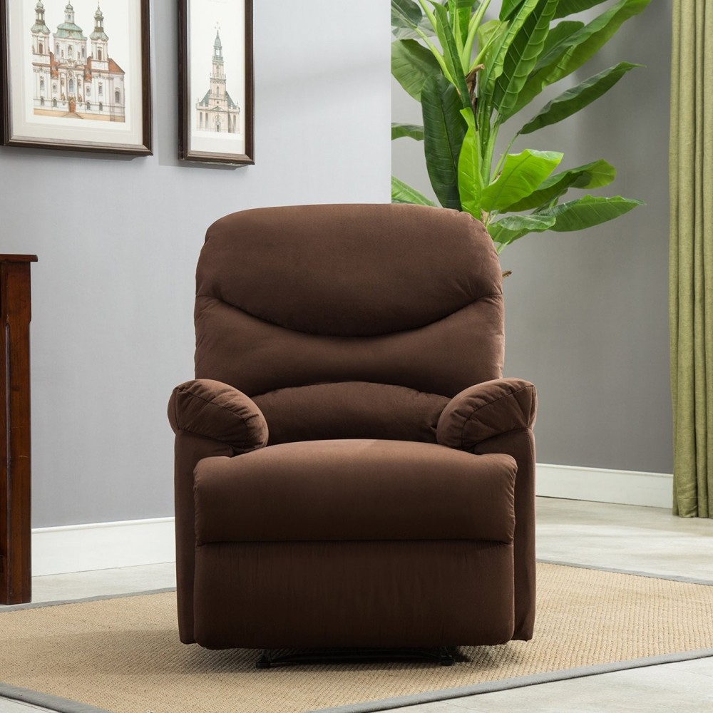 Belleze Microfiber Recliner Sofa Chair Home Office Reclining Positions Ergonomic Armrests/Footrests, Brown