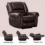 ANJ Leather Recliner Chair Breathable Bonded, Classic and Traditional 1 Seat Sofa Manual Recliner Chair with Overstuffed Arms