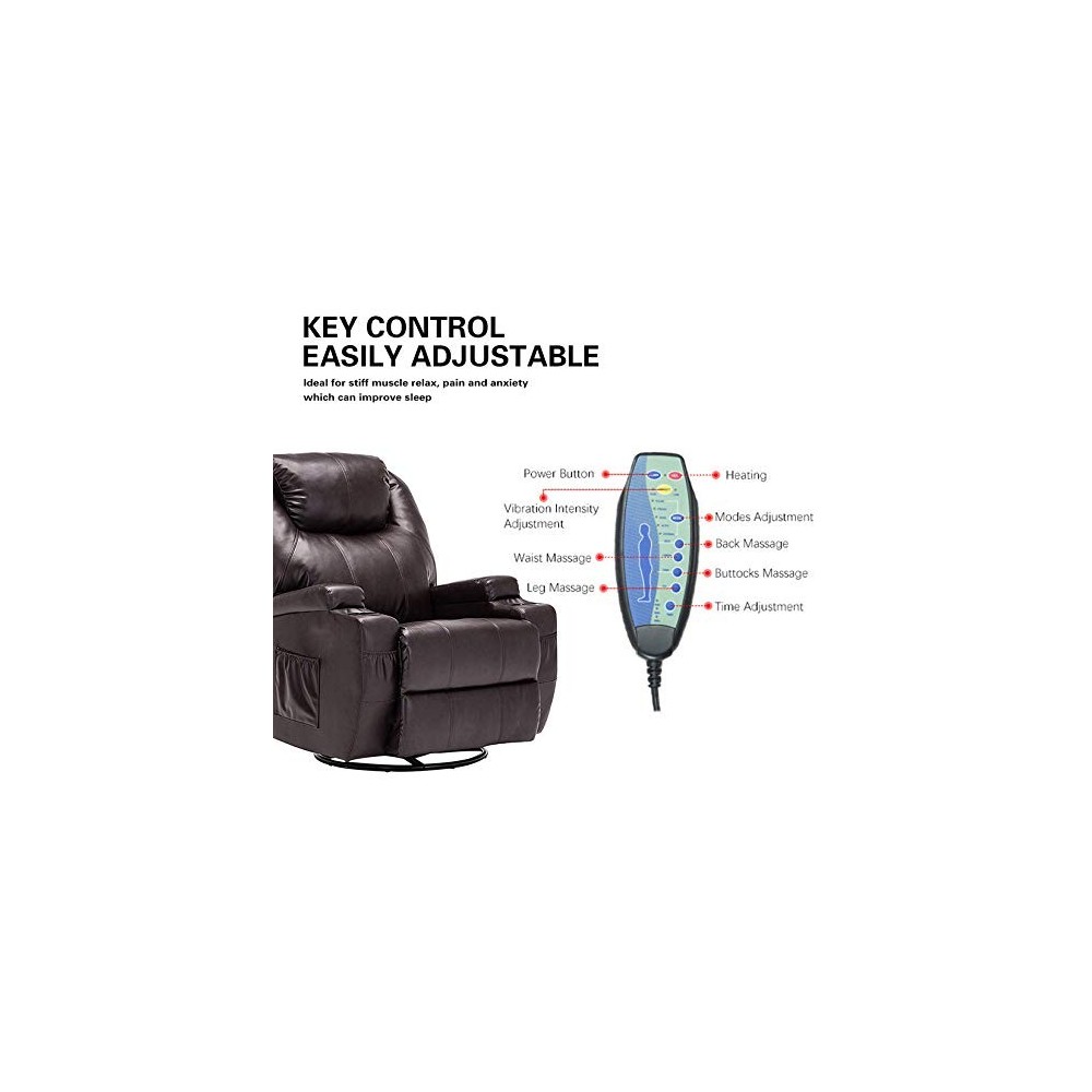 windaze Massage Recliner Chair, 360 Degree Swivel Heated Recliner