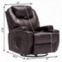 windaze Massage Recliner Chair, 360 Degree Swivel Heated Recliner Bonded Leather Sofa Chair with 8 Vibration Motors，Brown
