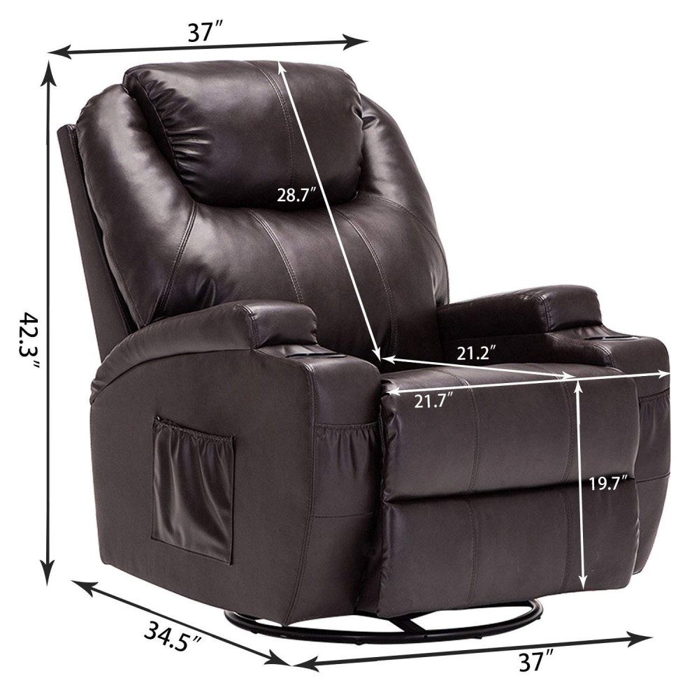 windaze Massage Recliner Chair, 360 Degree Swivel Heated Recliner