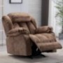 CANMOV Rocker Recliner Chairs for Living Room, Heavy Duty Reclining Chair with Contemporary Overstuffed Arms and Back, Camel