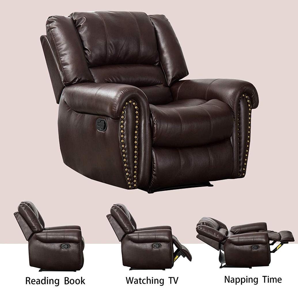 BONZY HOME Leather Recliner Chair 300LBS Heavy Duty Breathable ...