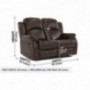 Divano Roma Furniture Classic and Traditional Bonded Leather Recliner Loveseat  2 Seater 