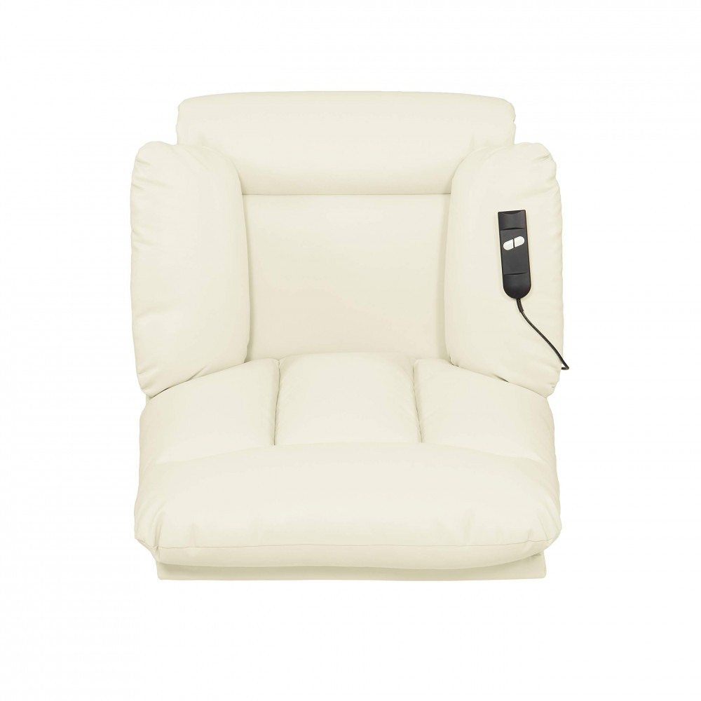 Domesis Renu Leather Wall Hugger Power Lift Chair Recliner, Cream