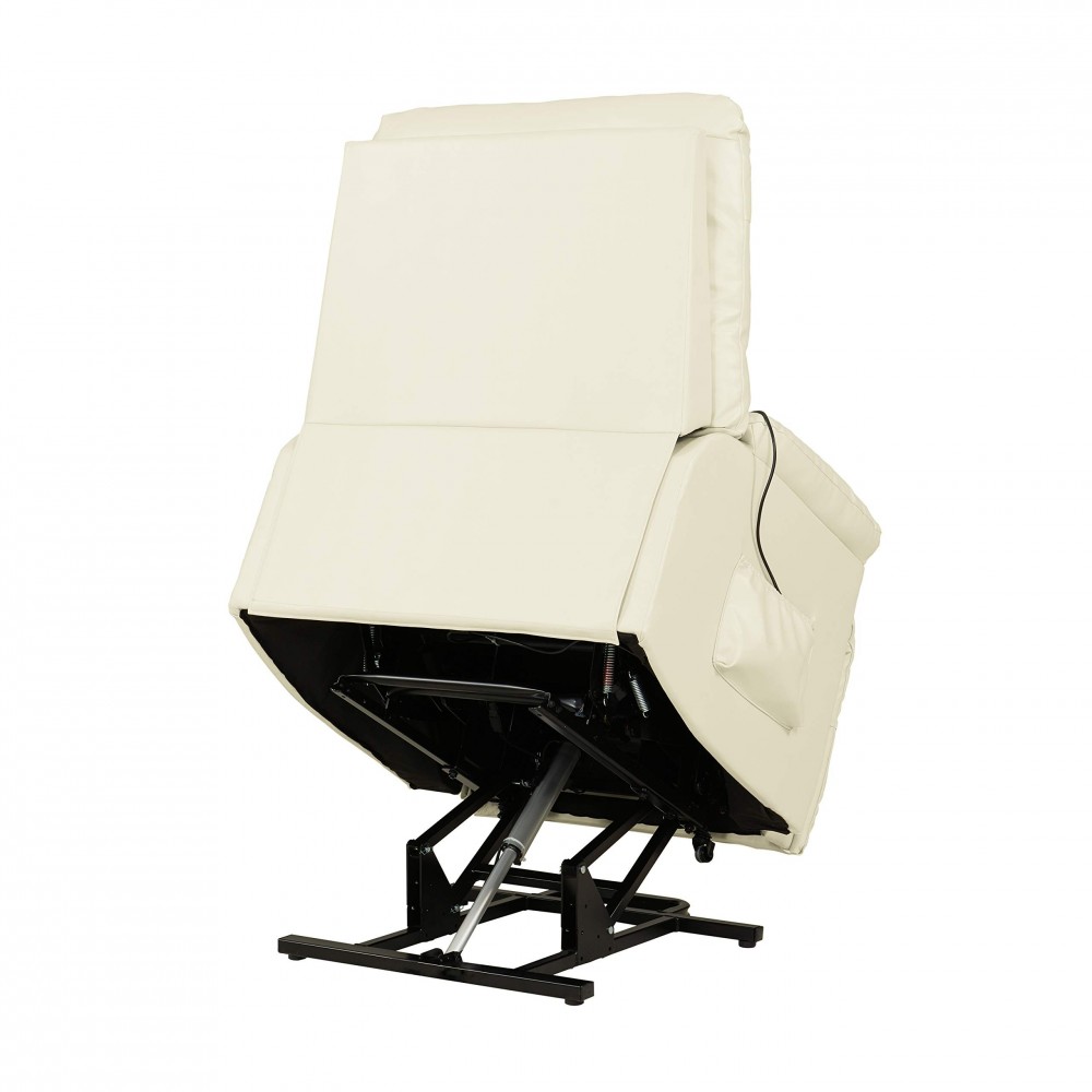 Domesis Renu Leather Wall Hugger Power Lift Chair Recliner, Cream