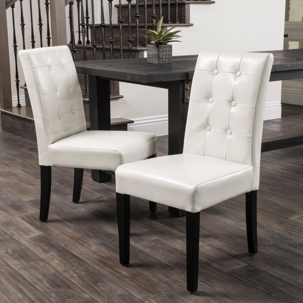 Gillian Ivory Leather Dining Chairs (Set of 2) Universe Furniture