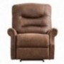 CANMOV Leather Rocker Recliner Chair, Classic and Retro Design 1 Seat Sofa Manual Reclining Chair with Lateral Pocket and Ove