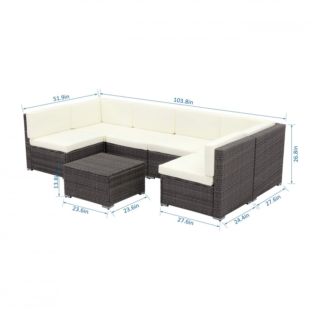 Wisteria Lane Outdoor Patio Furniture Sofa Set, 7 PCS Outdoor