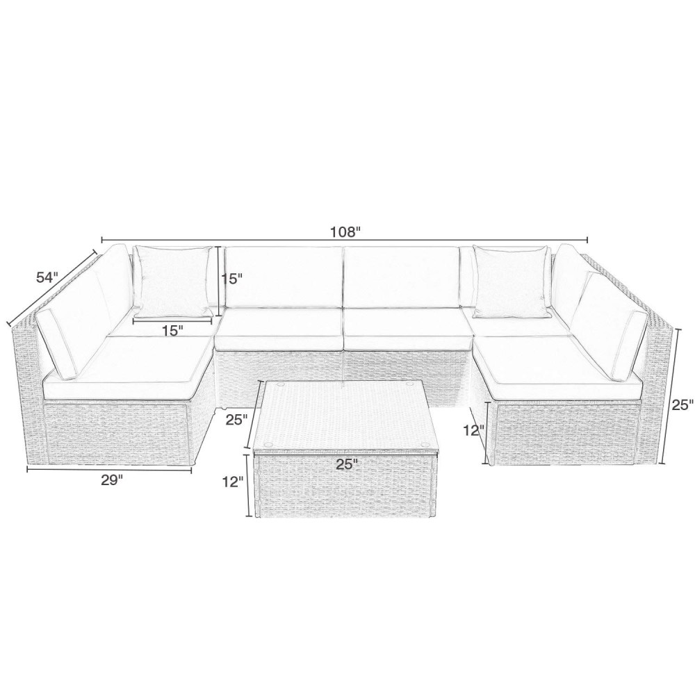 Devoko 7 Pieces Outdoor Sectional Sofa AllWeather Patio Universe