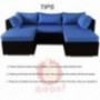 Patio Sofa Furniture Garden Rattan Couch 5pcs Outdoor Sectional Sofa Conversation Set Royal Blue Cushion Black Wicker