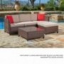 SUNCROWN Outdoor Sectional Sofa  5-Piece Set  All-Weather Brown Checkered Wicker Furniture with Brown Seat Cushions and Moder