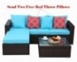 Do4U Patio Sofa 4-Piece Set Outdoor Furniture Sectional All-Weather Wicker Rattan Sofa Beige Seat & Back Cushions, Garden Law