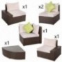 U-MAX Patio PE Rattan Wicker Sofa Set Outdoor Sectional Furniture Chair Set with Cushions and Tea Table  6 Pieces, Brown 