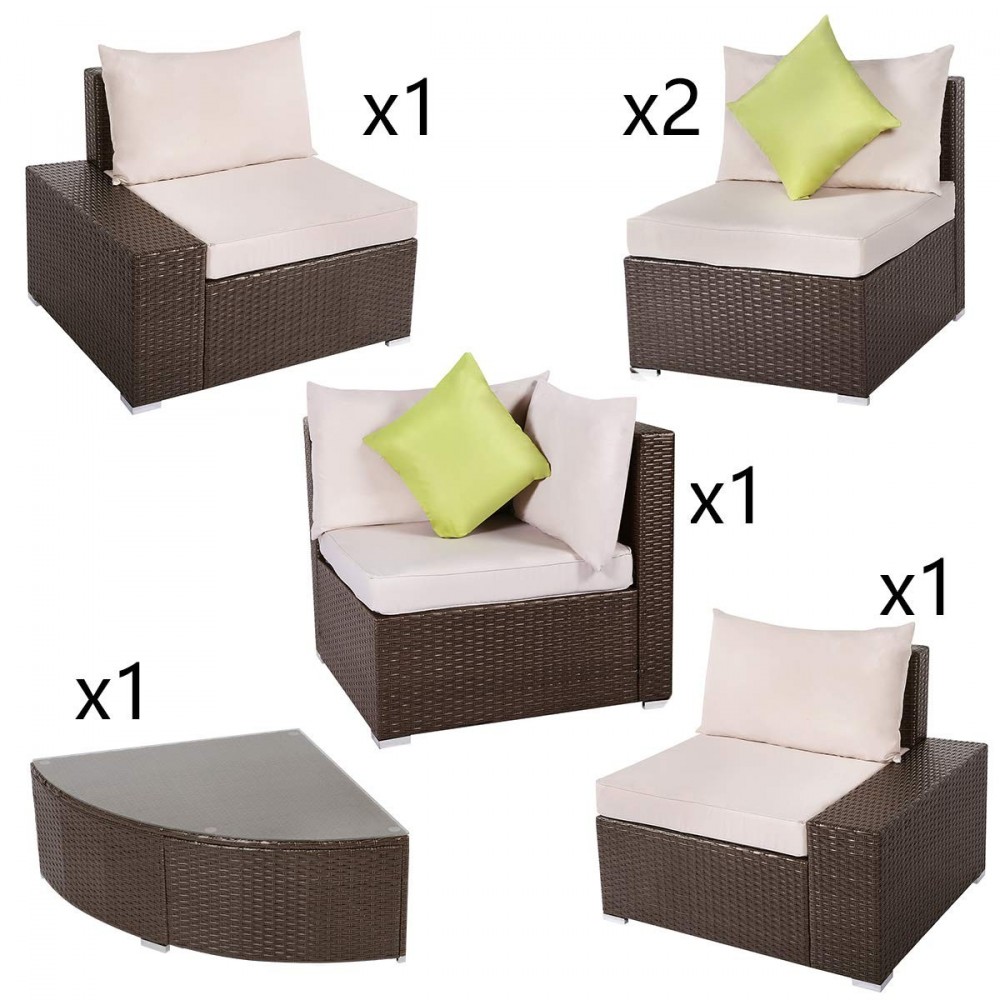 UMAX Patio PE Rattan Wicker Sofa Set Outdoor Sectional Furniture