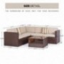 SOLAURA Outdoor 4-Piece Sofa Sectional Set All Weather Brown Wicker with Beige Waterproof Cushions & Sophisticated Glass Coff