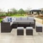 Wisteria Lane Patio Furniture Set,7 PCS Outdoor Conversation Set All Weather Wicker Sectional Sofa Couch Dining Table Chair w