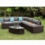 COSIEST 6-Piece Outdoor Furniture Chocolate Brown Wicker Executive Sectional Sofa w Dark Grey Thick Cushions, Glass-Top 1/4-C