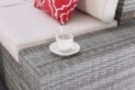 Do4U 6 PCs Outdoor Patio PE Rattan Wicker Sofa Sectional Furniture Set Conversation Set- Turquoise Seat Cushions & Glass Coff