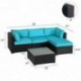 Green4ever 5 PCs Outdoor Furniture Sectional Sofa Set Patio Wicker Sofa, 5 Piece All-Weather PE Rattan Furniture Sets with Bl