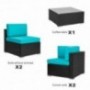 Walsunny Outdoor Black Rattan Sectional Sofa- Patio Wicker Furniture Set Conversation Sets with Tea Table&Washable Couch Cush