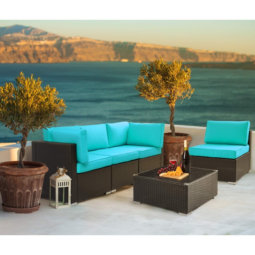 Walsunny Outdoor Black Rattan Sectional Sofa Patio Wicker Universe