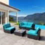 Walsunny Outdoor Black Rattan Sectional Sofa- Patio Wicker Furniture Set Conversation Sets with Tea Table&Washable Couch Cush