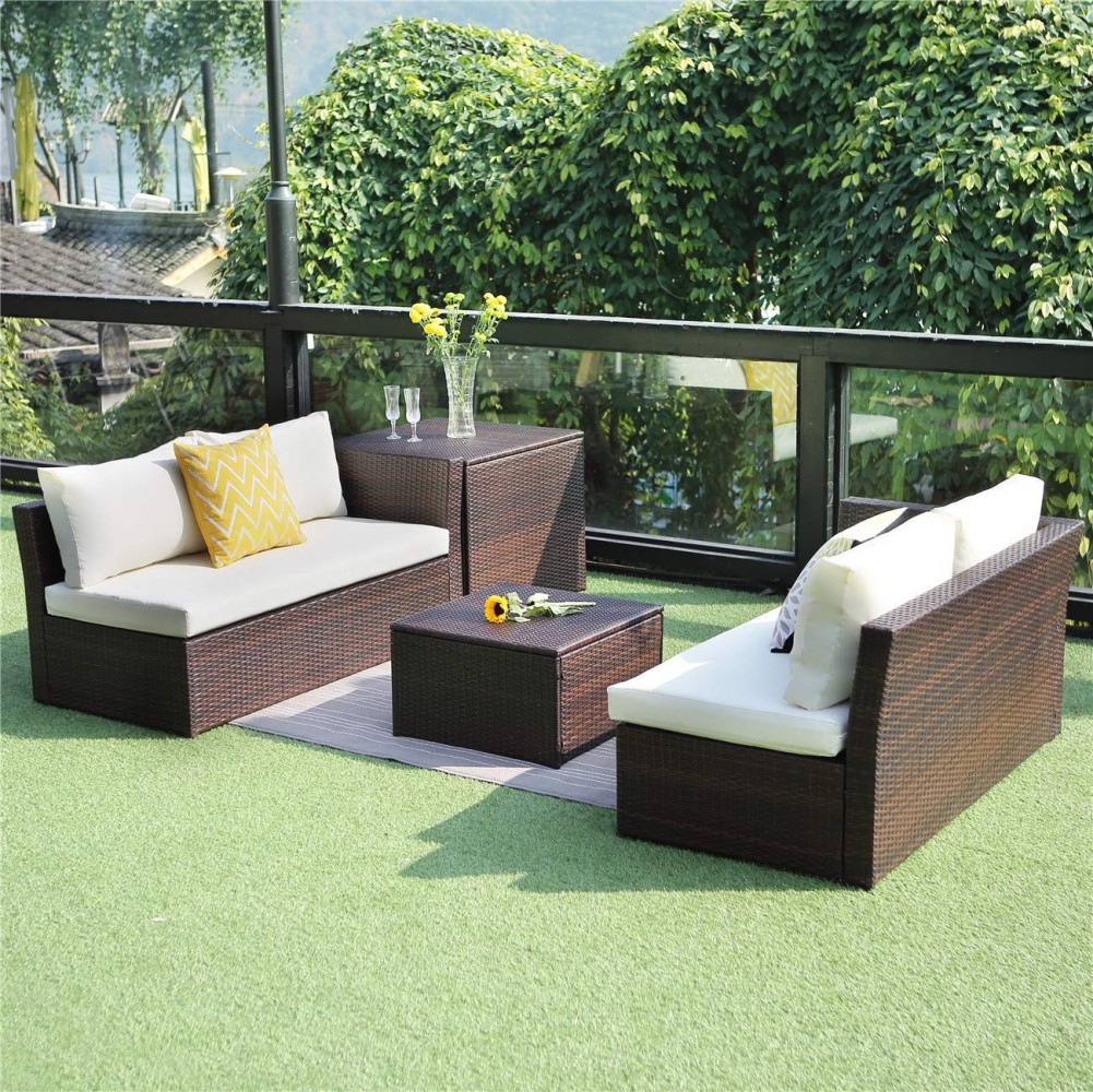 Wisteria Lane Outdoor Patio Furniture Set, 4 Piece Sectional Sofa