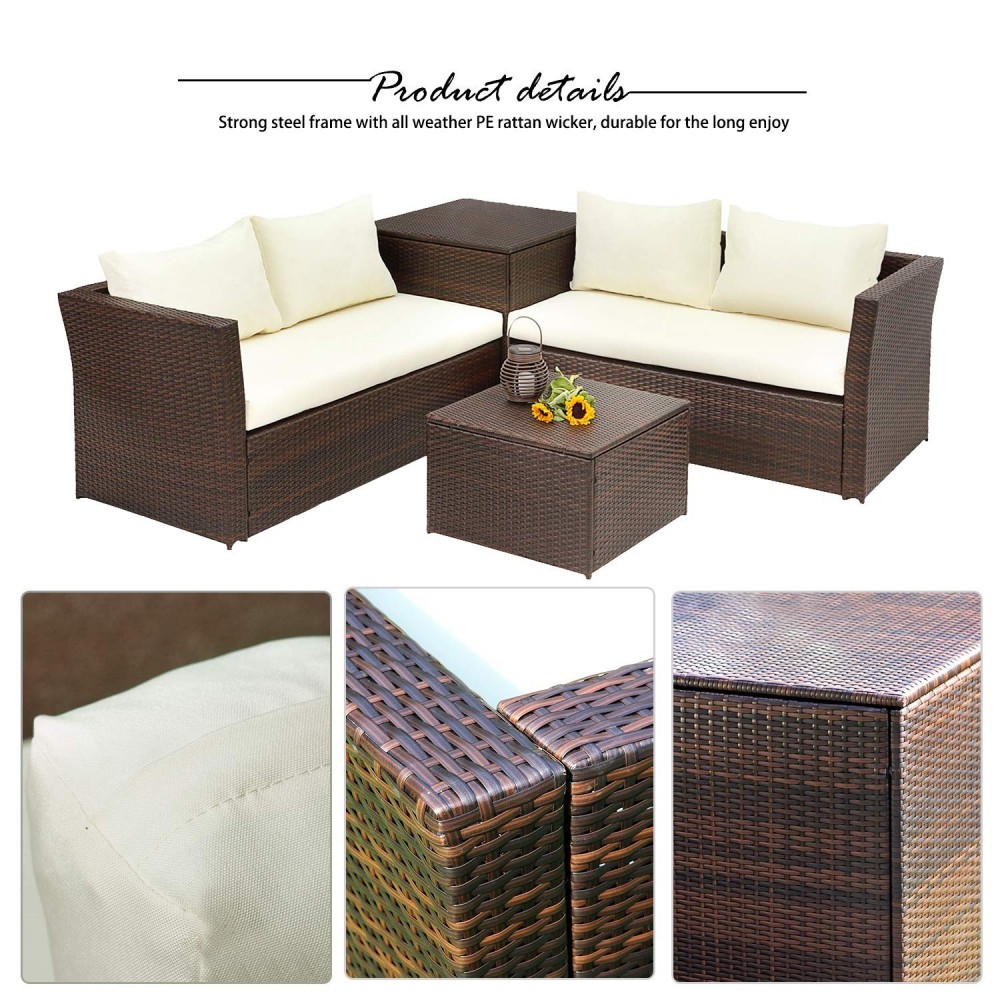 Wisteria Lane Outdoor Patio Furniture Set, 4 Piece Sectional Sofa