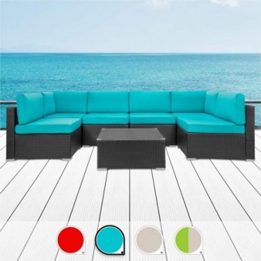 Walsunny 7pcs Patio Outdoor Furniture Sets,Low Back All-Weather Rattan Sectional Sofa with Tea Table&Washable Couch Cushions 