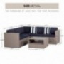 SOLAURA Outdoor 4-Piece Furniture Sectional Sofa Set All Weather Warm Grey Wicker with Nautical Navy Blue Cushions & Sophisti