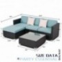 Incbruce 5Pcs Outdoor Patio Furniture Sets, Wicker Rattan Sectional Sofa with Blue Cushions and Beige Pillows,Black and Sky B