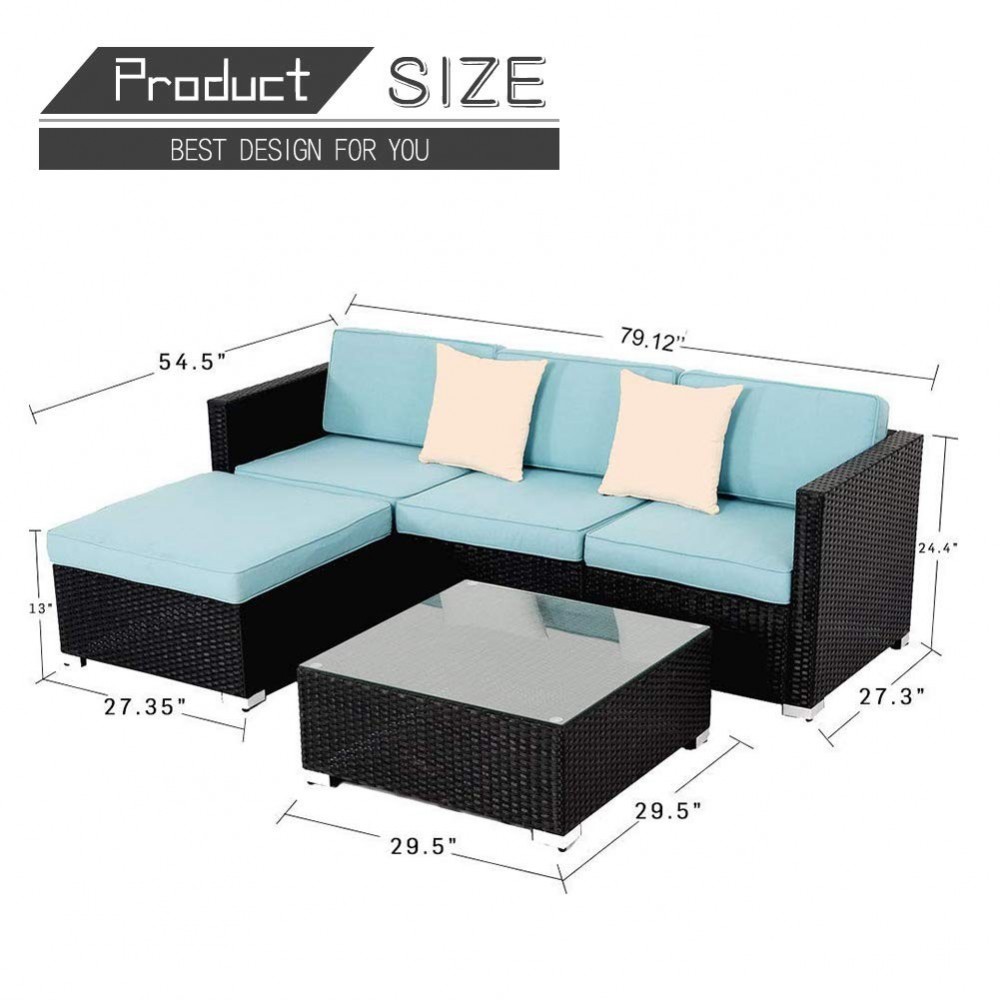 Oakmont Outdoor Patio 5 pc Sectional Sofa Set All Weather Wicker