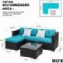 Walsunny Outdoor Rattan Sectional Sofa- Patio Wicker Furniture Set  Blue 